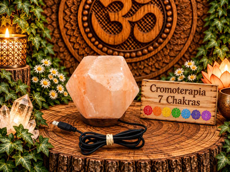 Lámpara sal Diamante Cromoterapia Usb
